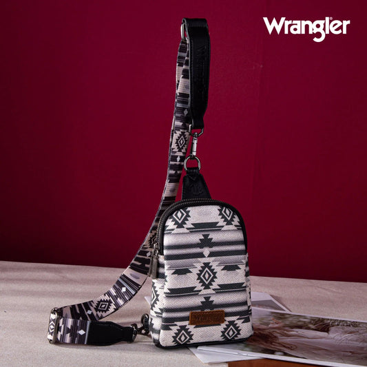 Wrangler Allover Aztec Dual Sided Print Crossbody Sling Chest Bag