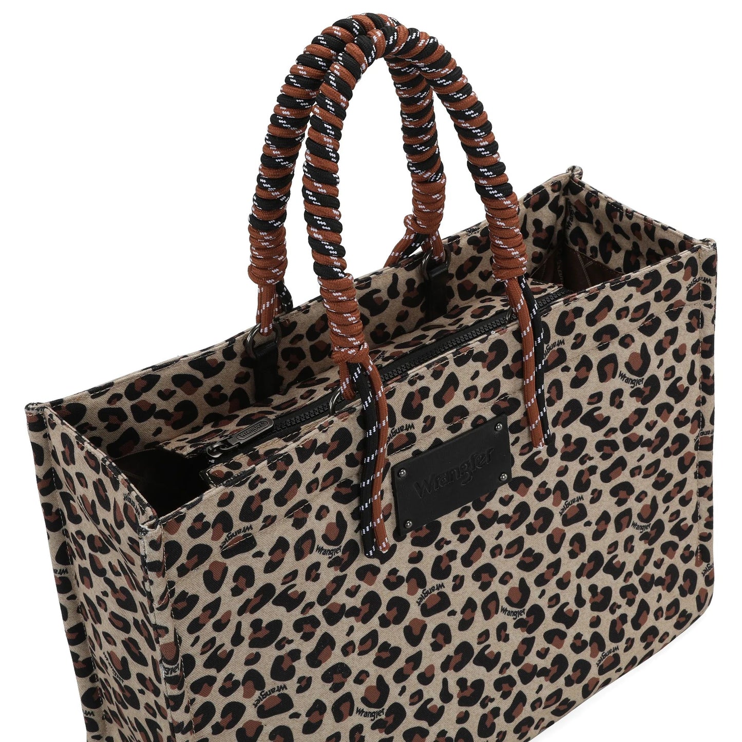 Wrangler Leopard Print Dual Sided Print Canvas Wide Tote