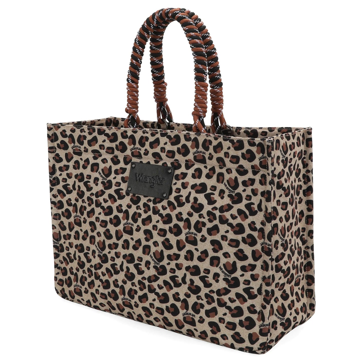 Wrangler Leopard Print Dual Sided Print Canvas Wide Tote