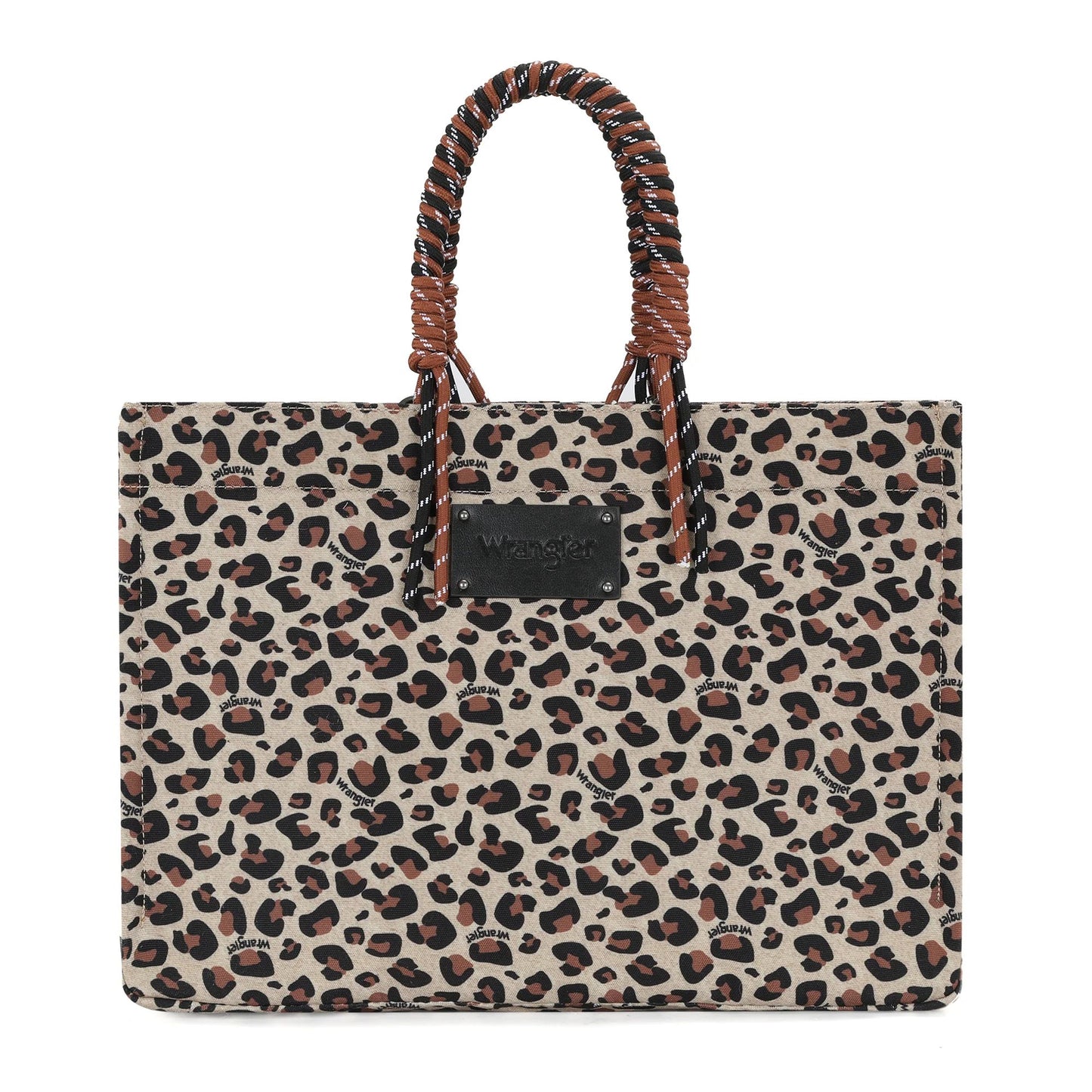 Wrangler Leopard Print Dual Sided Print Canvas Wide Tote