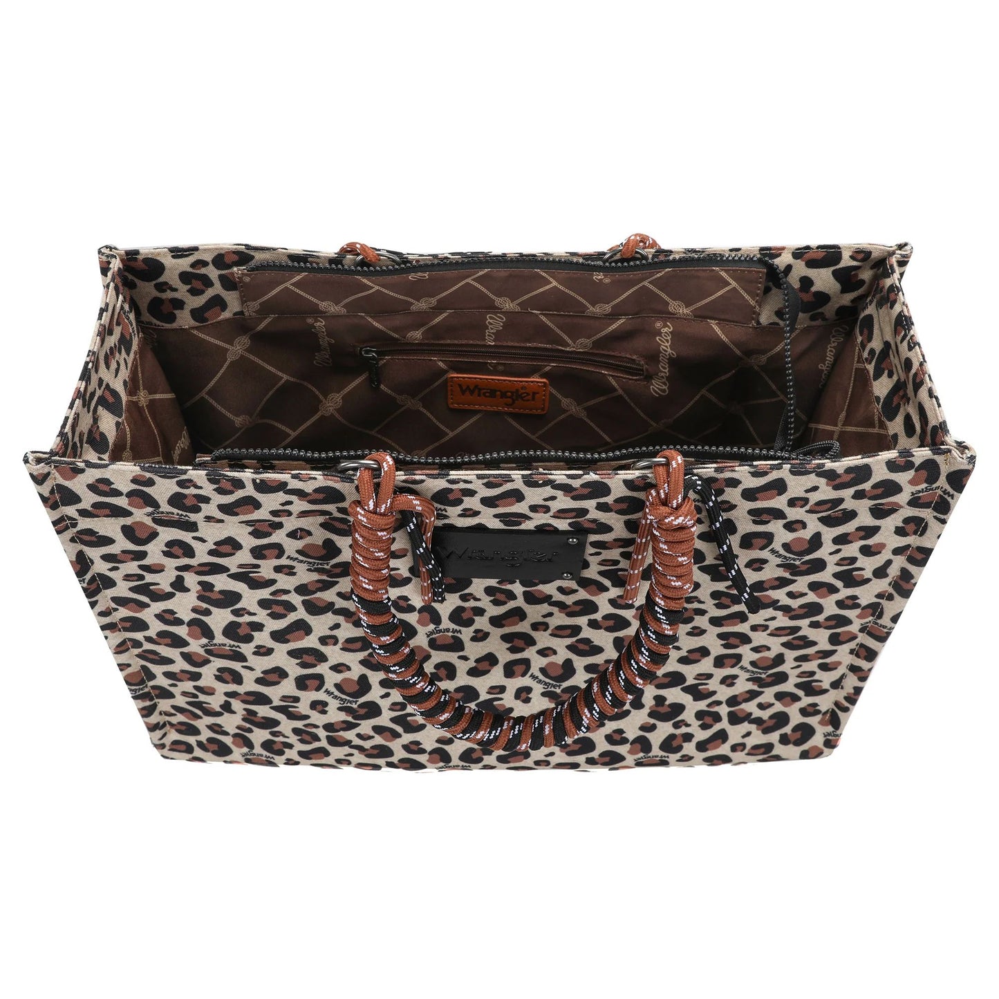 Wrangler Leopard Print Dual Sided Print Canvas Wide Tote