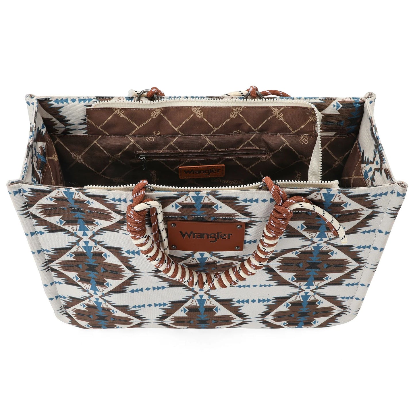 Wrangler Aztec Oversized Tote Bag Braided Handles Weekender Bag