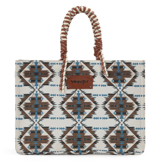 Wrangler Aztec Oversized Tote Bag Braided Handles Weekender Bag