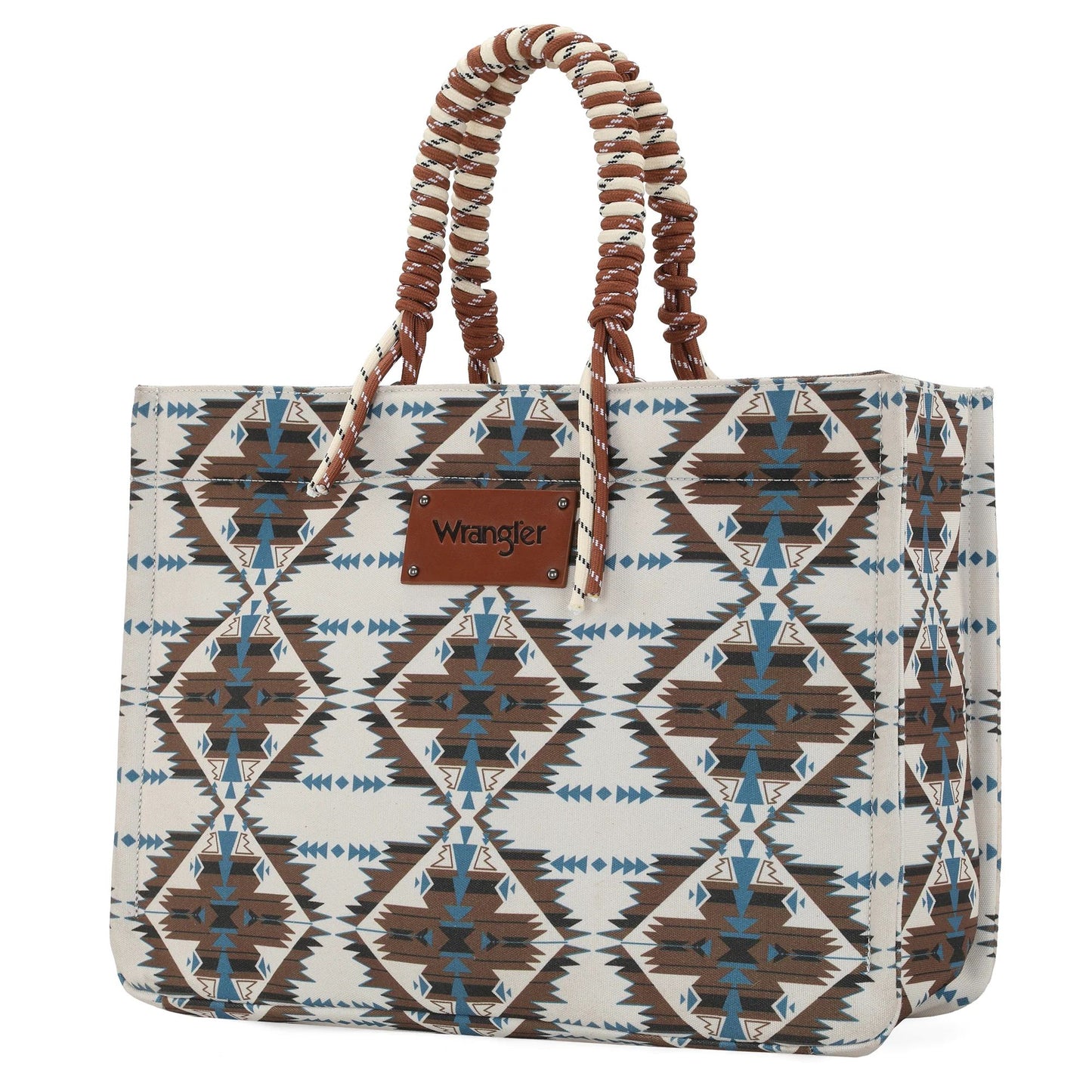 Wrangler Aztec Oversized Tote Bag Braided Handles Weekender Bag