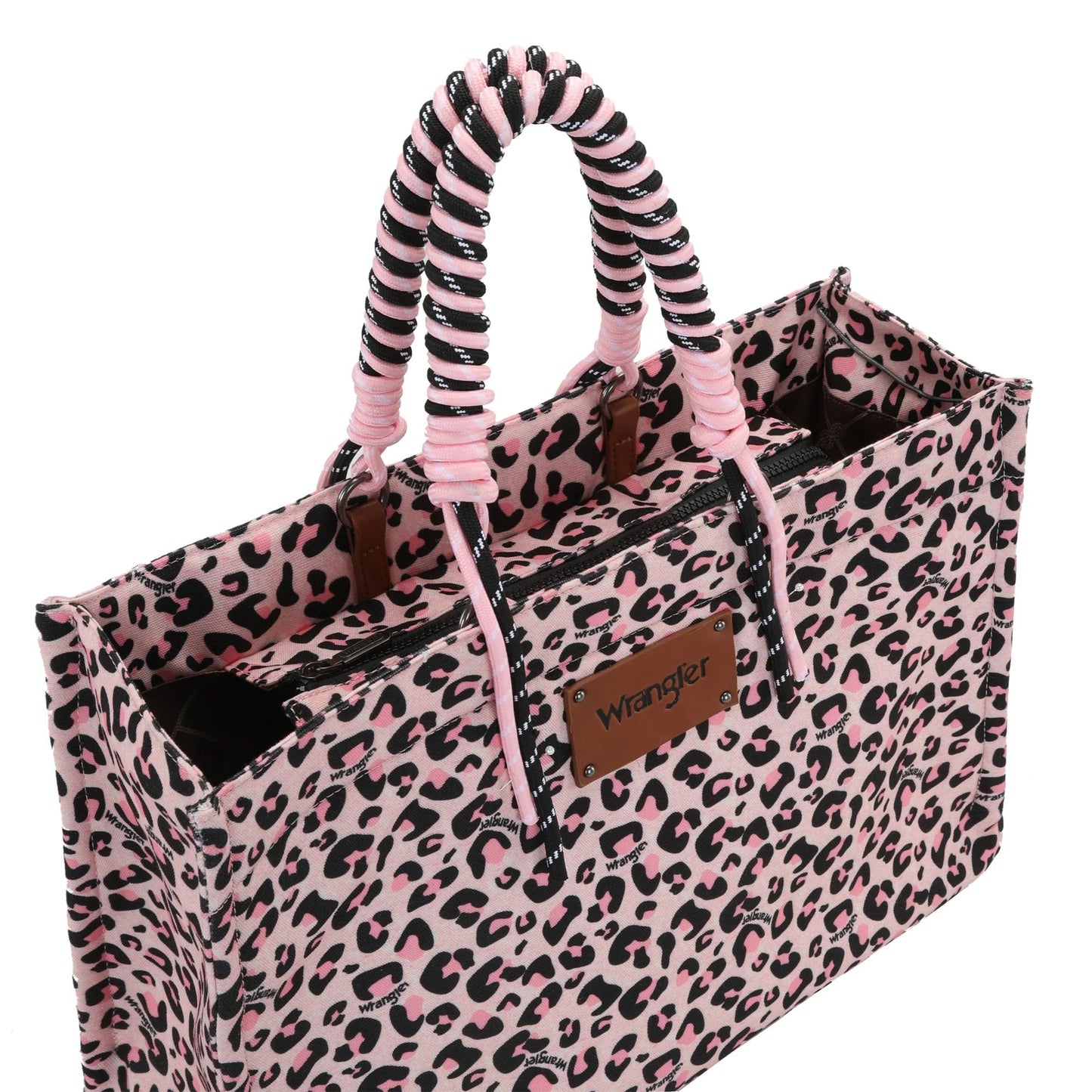 Wrangler Leopard Print Dual Sided Print Canvas Wide Tote