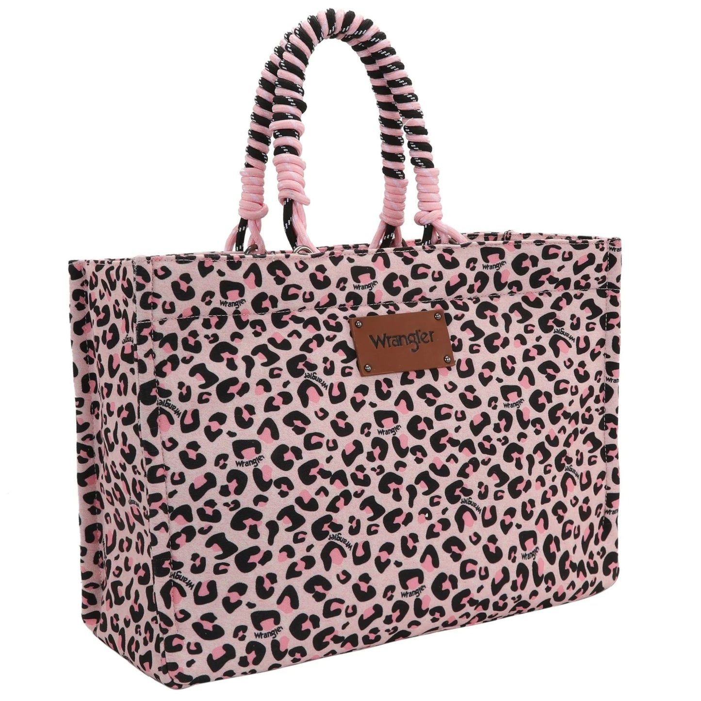 Wrangler Leopard Print Dual Sided Print Canvas Wide Tote