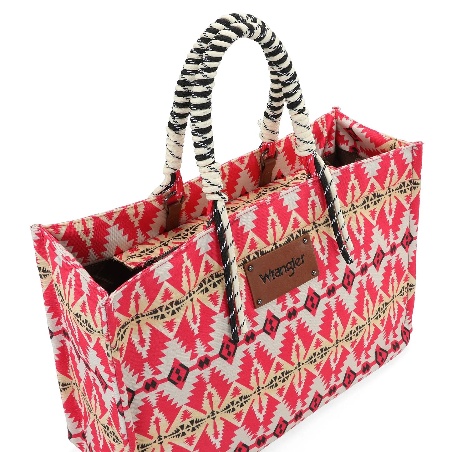 Wrangler Southwestern Print Dual Sided Print Canvas Wide Tote Hot Pink 1