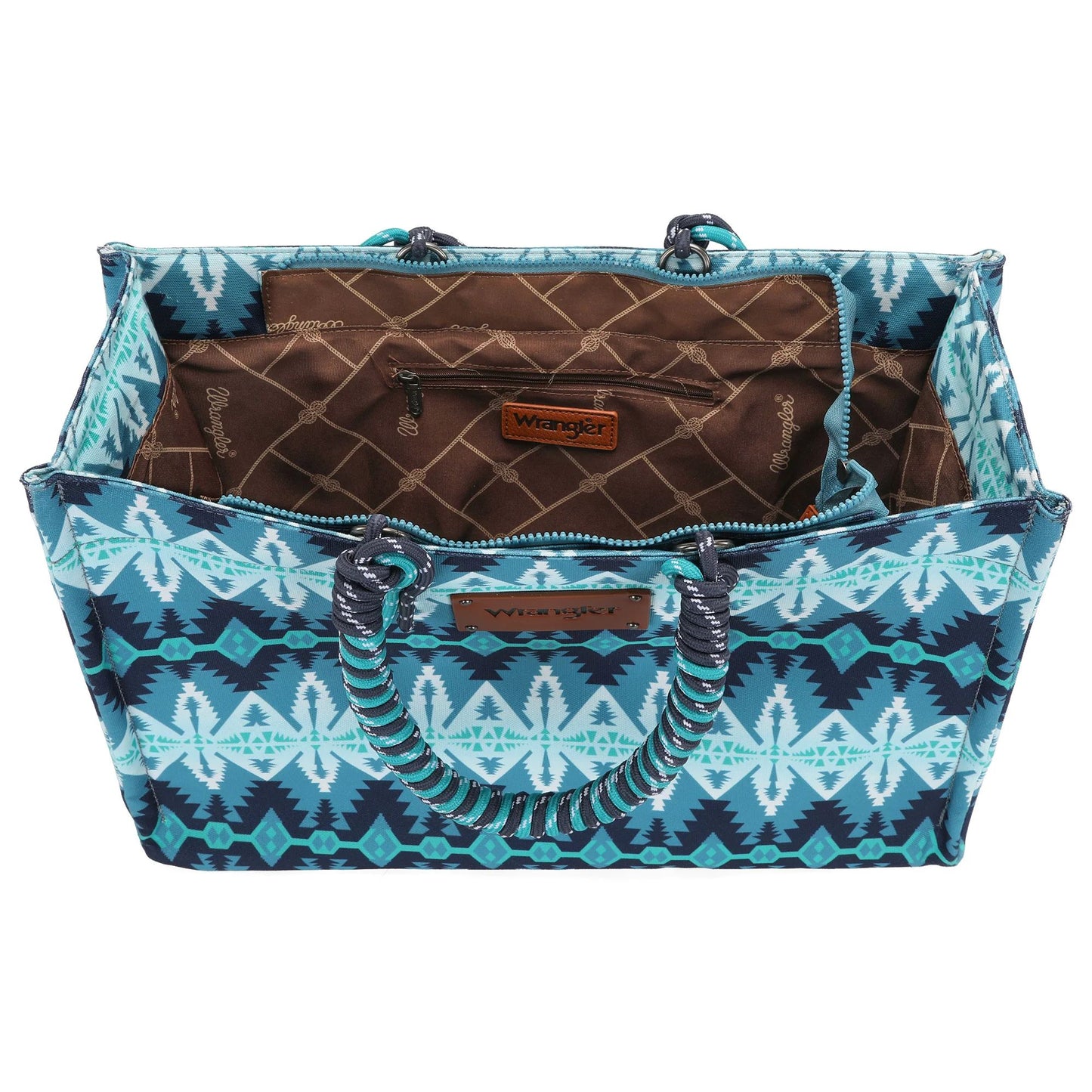 Wrangler Southwestern Print Dual Sided Print Canvas Wide Tote Jean