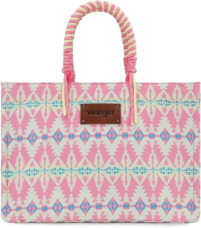 Wrangler Southwestern Print Dual Sided Print Canvas Wide Tote Pink