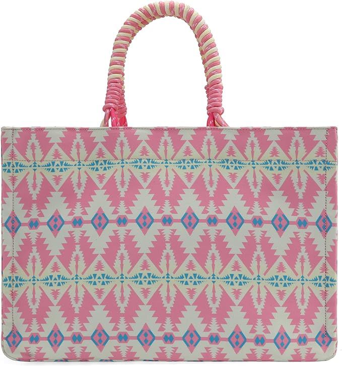 Wrangler Southwestern Print Dual Sided Print Canvas Wide Tote Pink