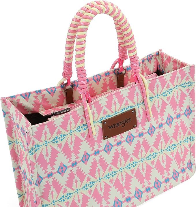 Wrangler Southwestern Print Dual Sided Print Canvas Wide Tote Pink