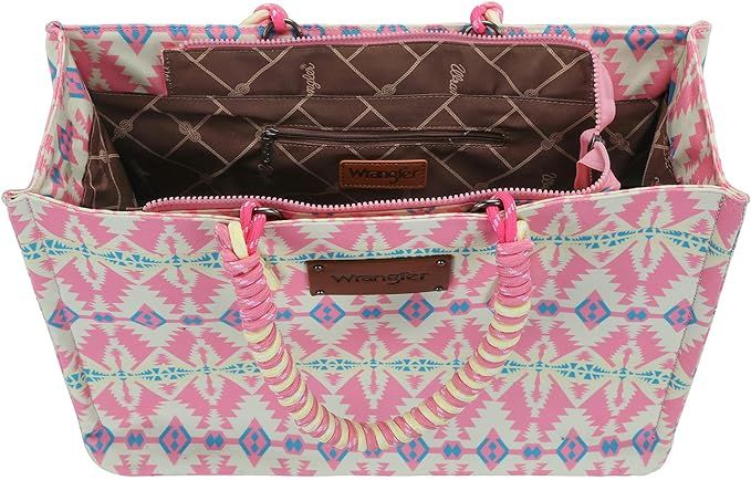 Wrangler Southwestern Print Dual Sided Print Canvas Wide Tote Pink