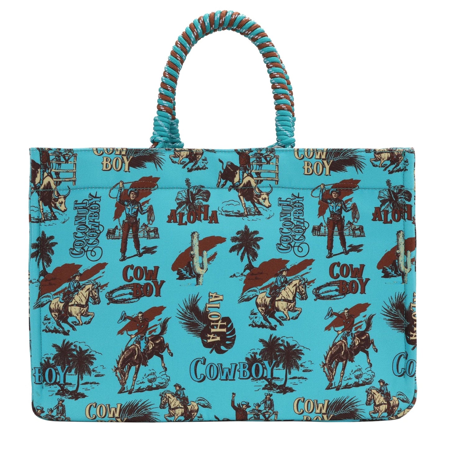 Wrangler COWBOY Dual Sided Print Canvas Wide Tote Dark Turquoise