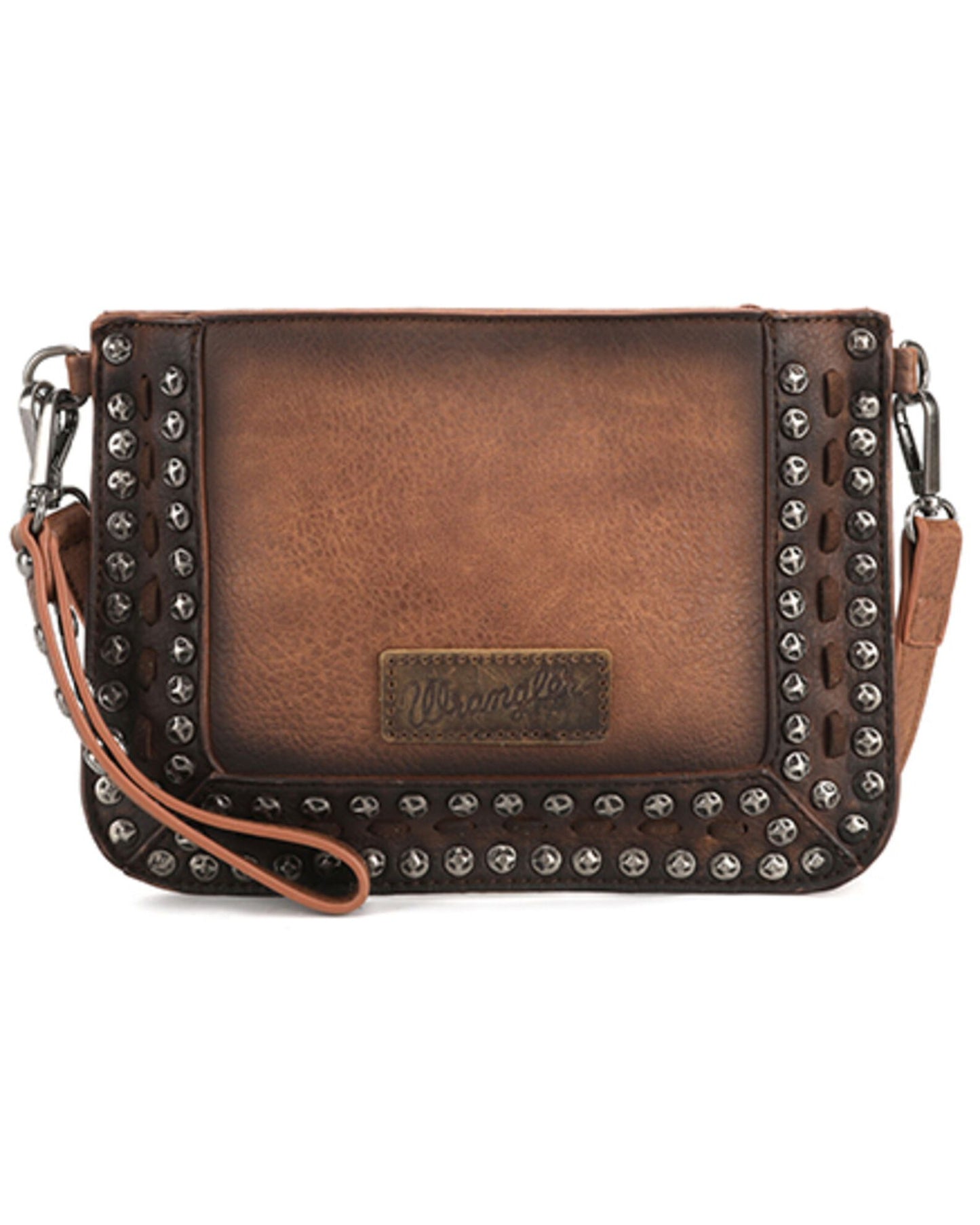 Wrangler Rivets Studded Wristlet / Crossbody - Brown