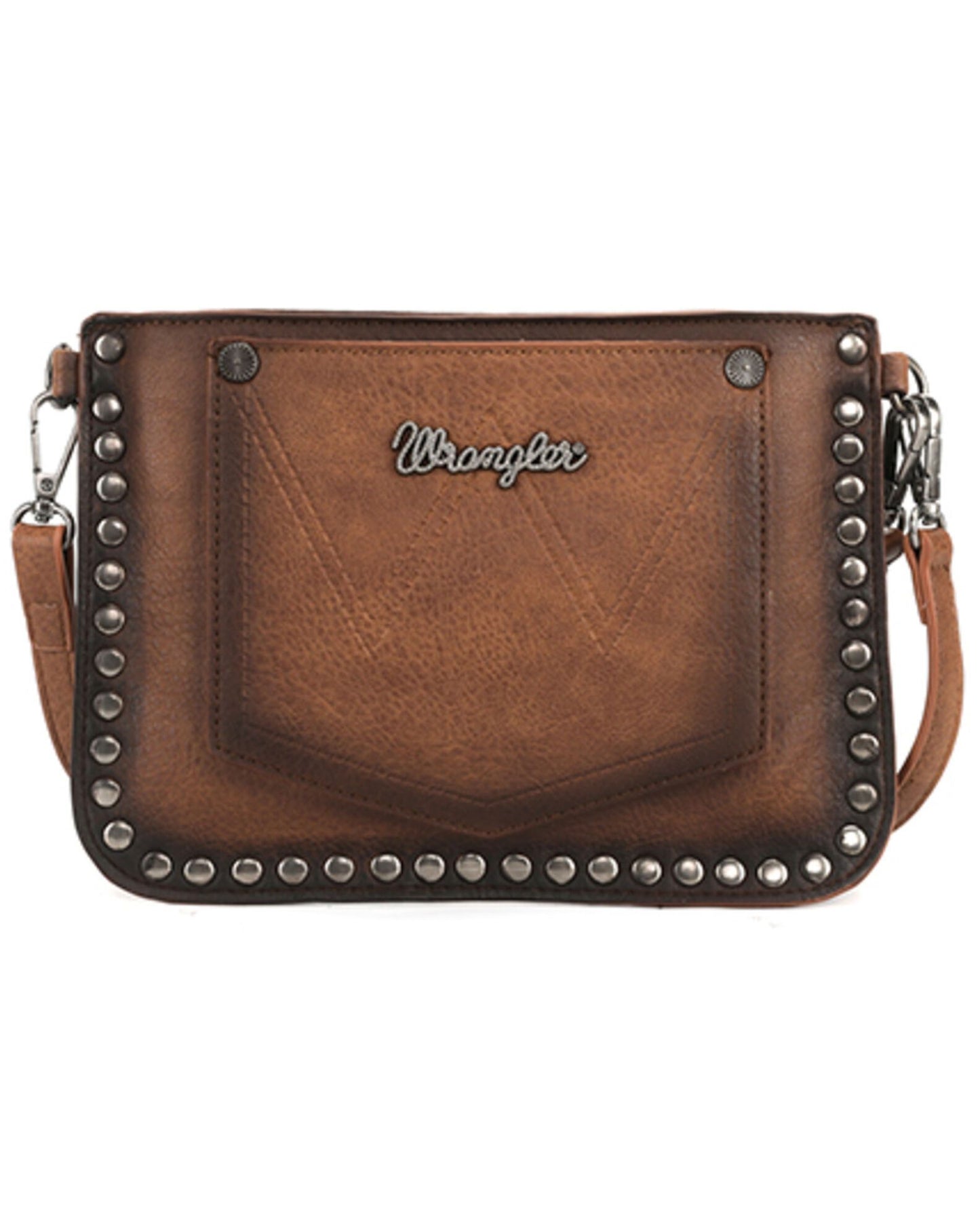 Wrangler Rivets Studded Wristlet / Crossbody - Brown