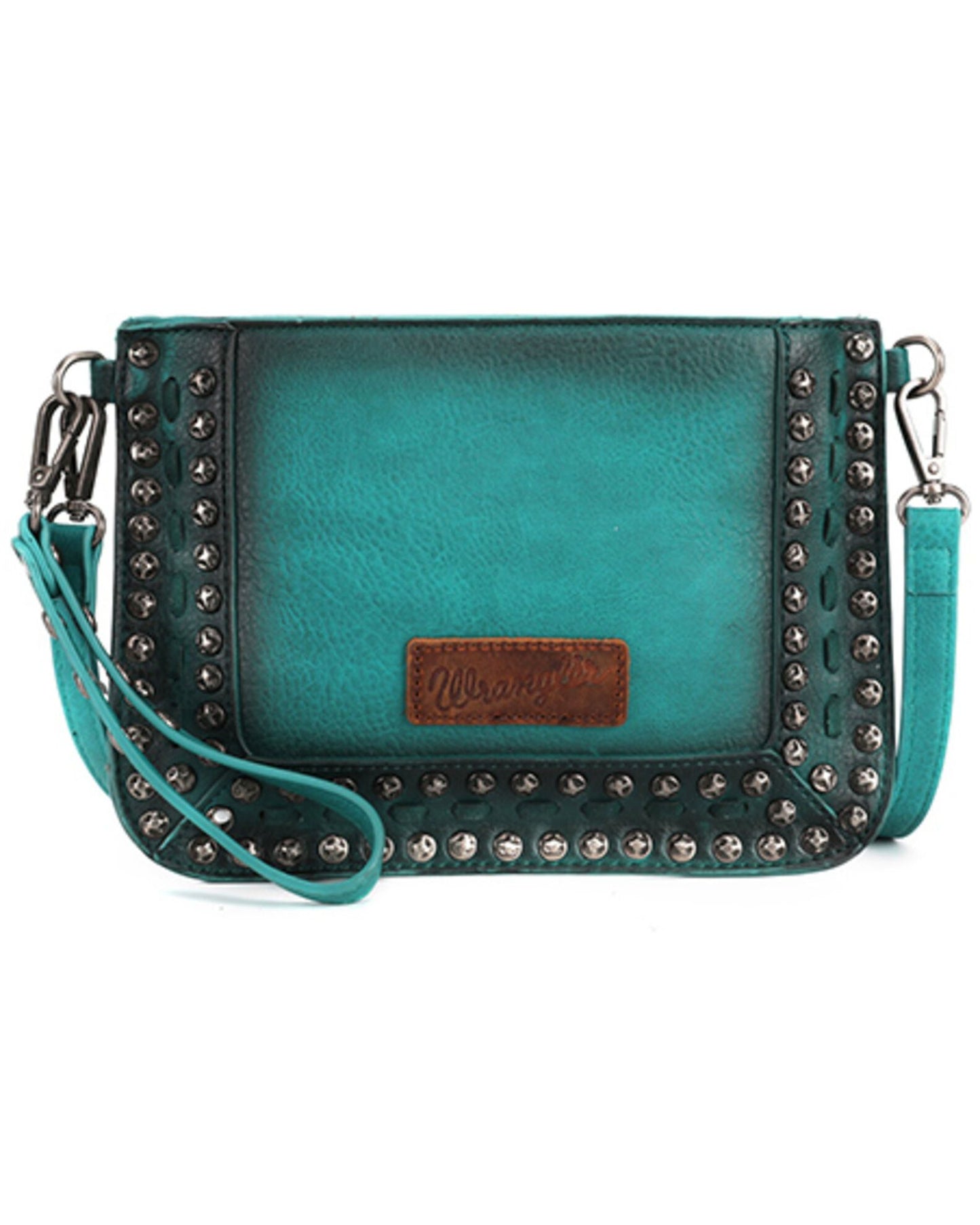 Wrangler Rivets Studded Wristlet / Crossbody - Turquoise