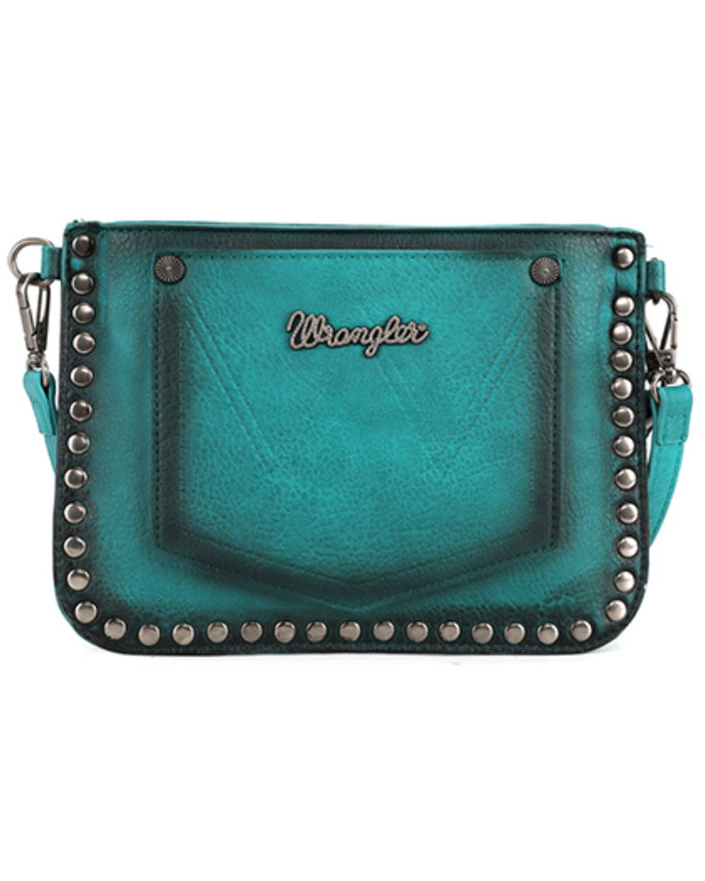 Wrangler Rivets Studded Wristlet / Crossbody - Turquoise